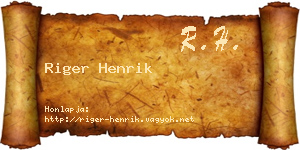 Riger Henrik névjegykártya